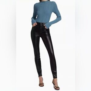 Veronica Beard Debbie Vegan Leather High Rise Skinny Pants Black Size 29 NWT